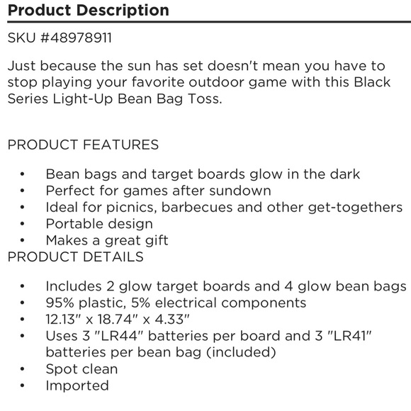 black series Games Nwt Nib Black Series Light Up Bean Bag Toss Game